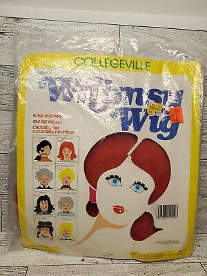 Vintage Halloween Collegeville Red Long Hair Whimsy Wig Open package