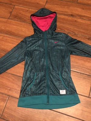 NIKE Engineered For World Class Athletes Girls Large Hooded Jacket Green Black