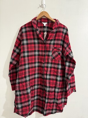 Charter Club Intimates, Red Plaid Flannel NIGHTGOWN Women s xl New With tags