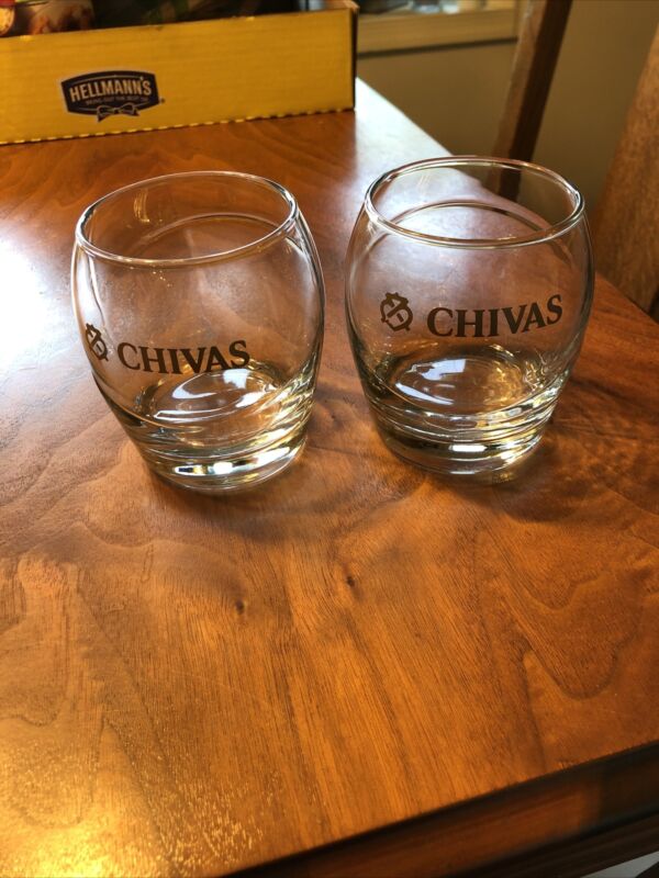 2 Chivas Regal Whiskey Vintage Lowball Glasses