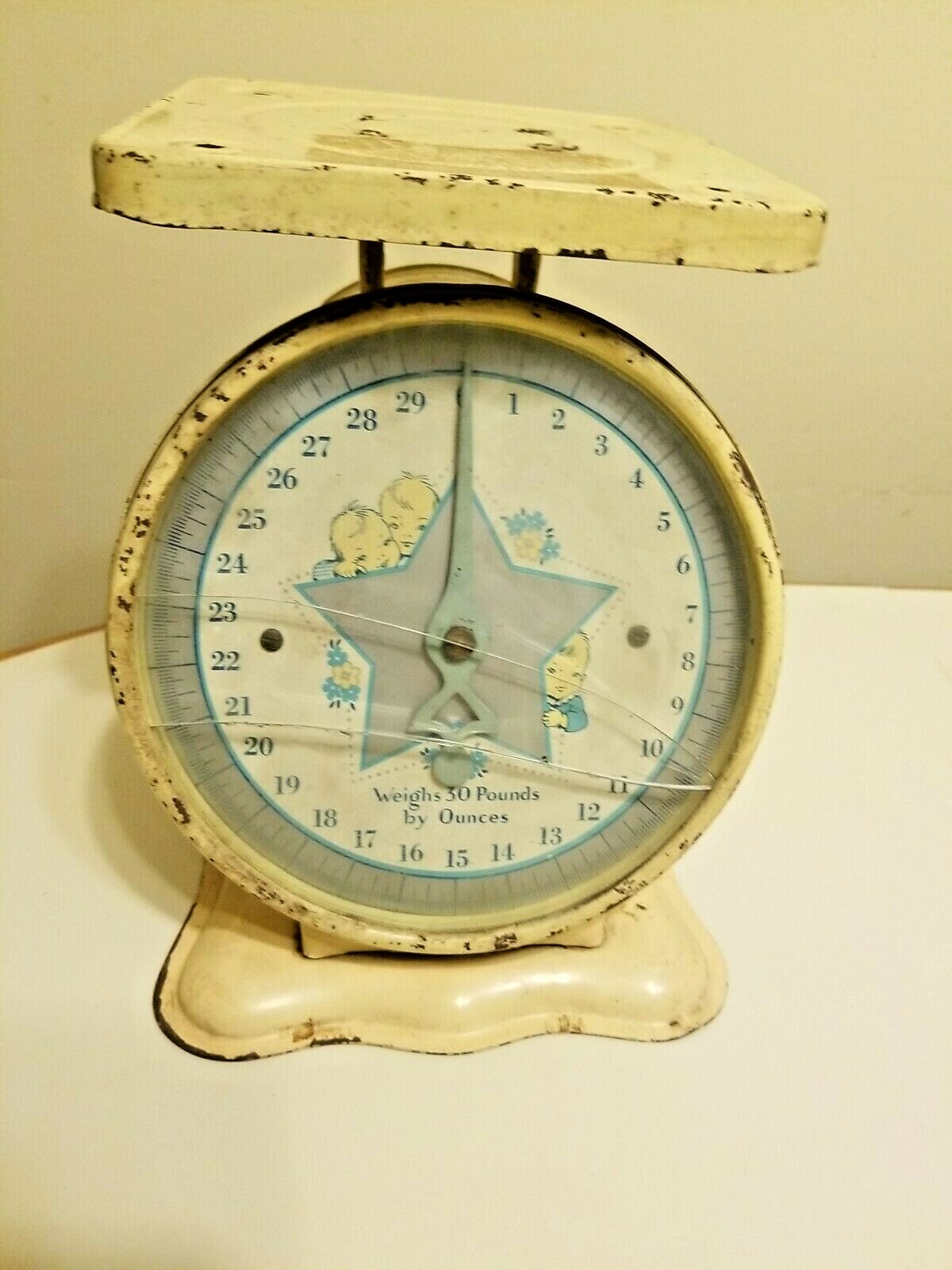 Детские весы Vintage White Baby Scale Weighs Pounds by Ounces Blue 30Lb ...