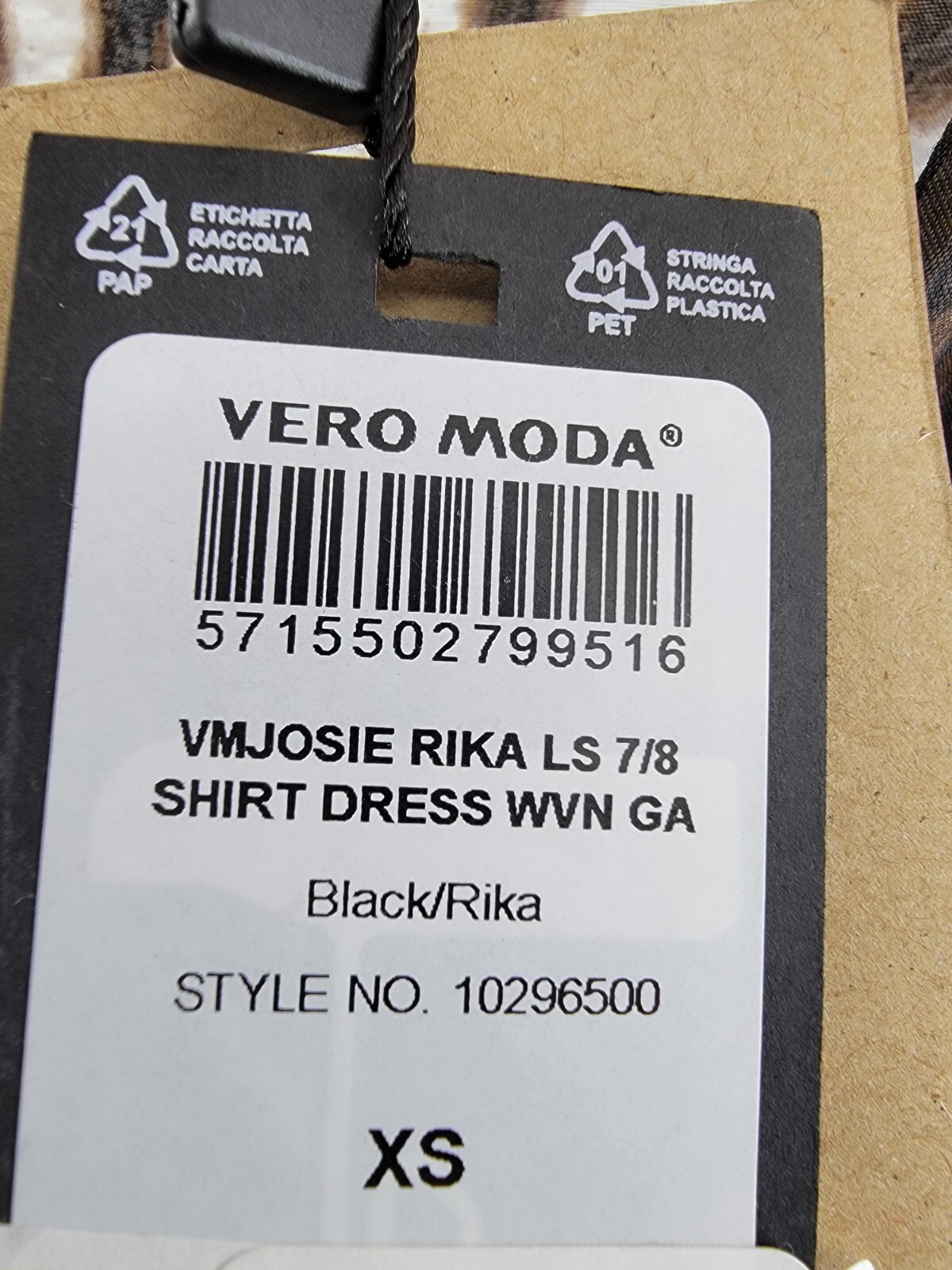Vero Moda Josie Rika Shirt Dress Women's XS Brown Multi Button Tie Closure L/S - Picture 19 of 19