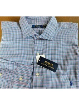

RALPH LAUREN Мужская Фиолетовая Клетчатая Рубашка С Длинным Рукавом На Пуговицах Повседневная Рубашка 4XL Высокий, Фиолетовый, 41381