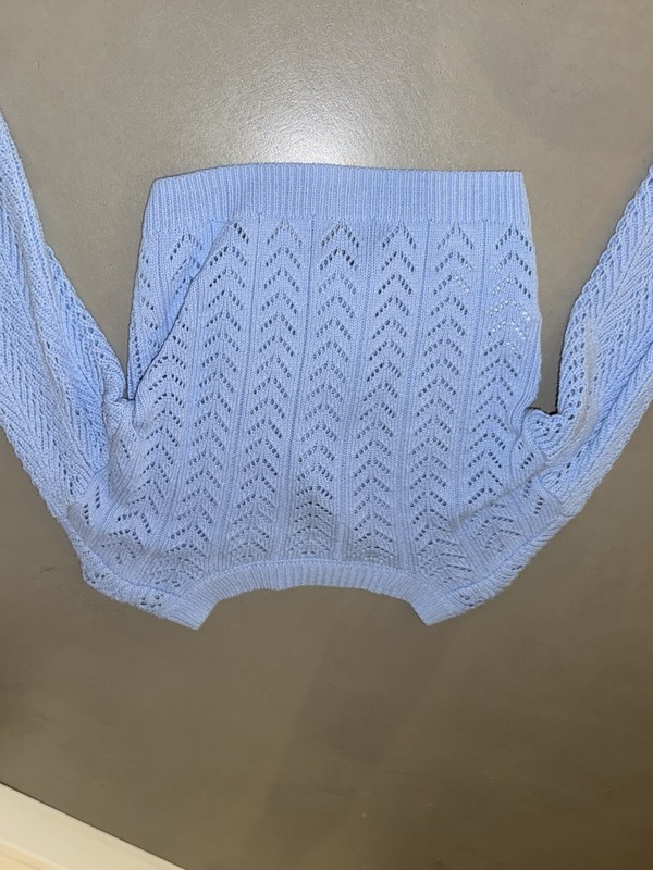 Hollister Cardigan ZiernÃ¤Hte& Lochmuster Strickjacke Cropped Gr. Xxs Babyblau 