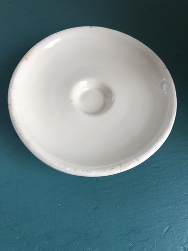 Vintage NMC McCoy Pottery Bean Pot 1242 Cream w/ Brown Stripes Banding