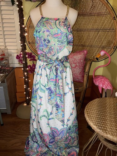 Pre-owned Lilly Pulitzer Tiera Maxi Dress Best Kept Secret ? Size M No Sash In Multicolor