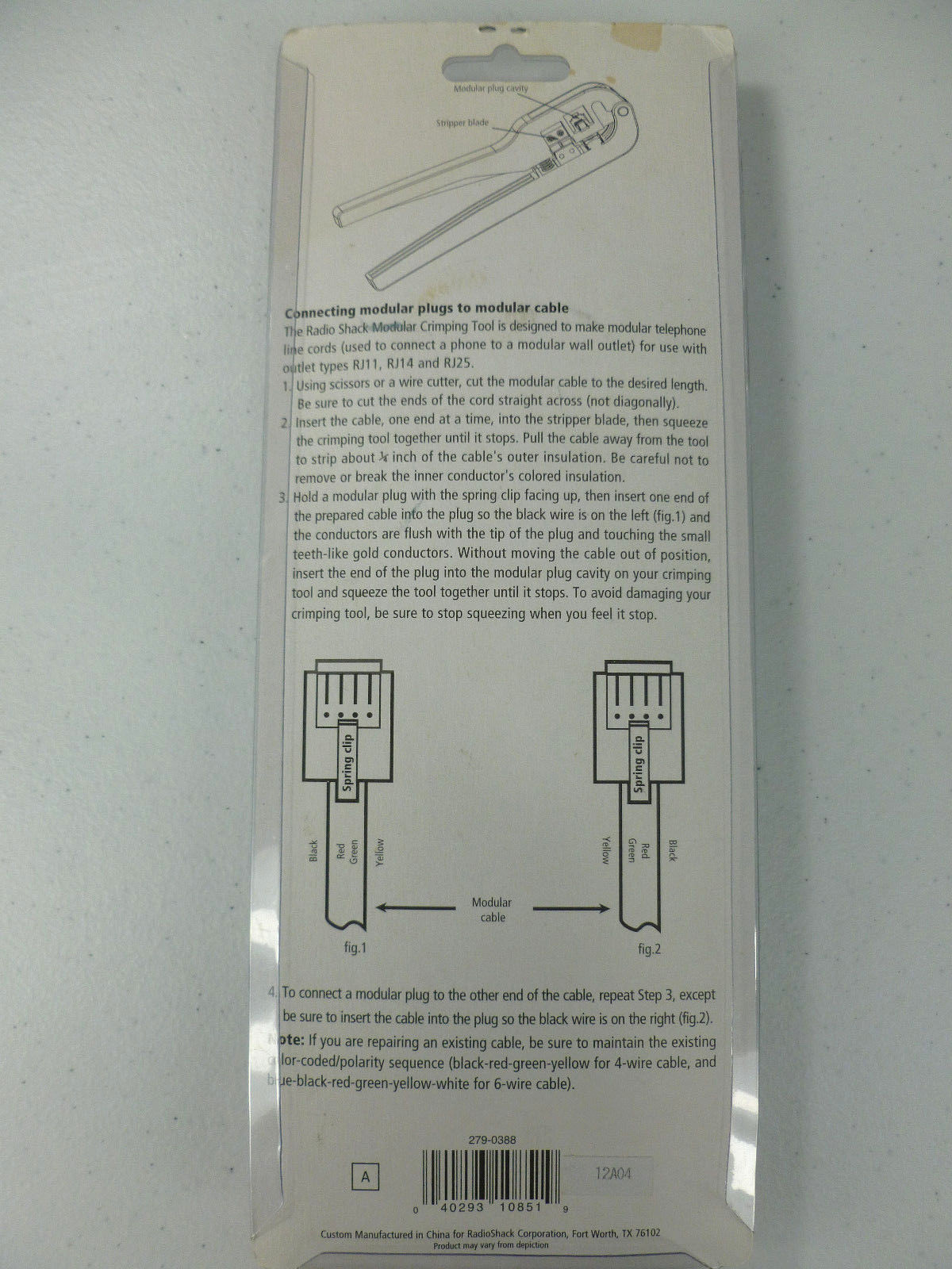 Modular Crimping Tool Radio Shack Telephone Tool 279-388 NEW