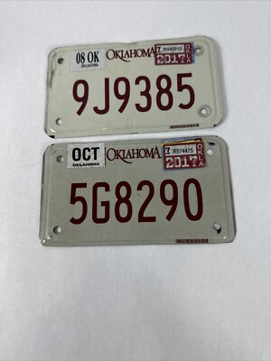 Oklahoma 2017 motorcycle licence/number platesUS/United States/American Qty 2