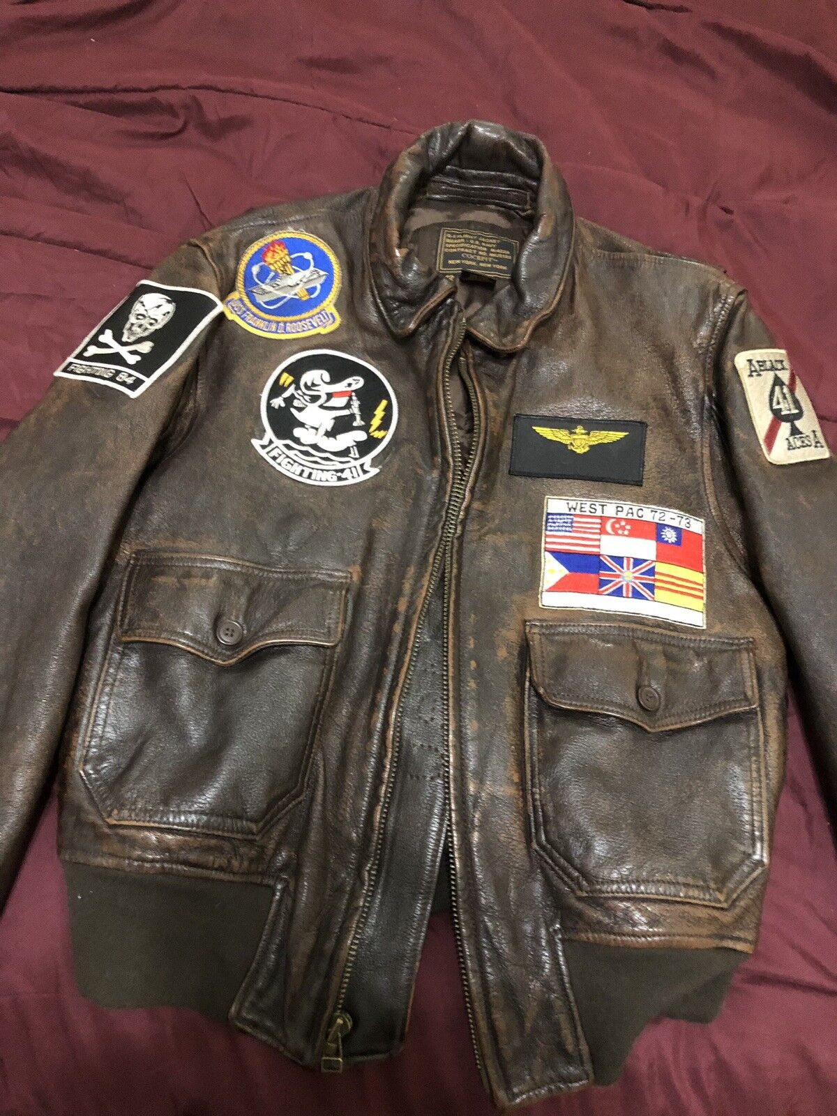 COCKPIT ORIGINAL AVIREX G1 M422A FLIGHT JACKET VF-41, VF-84 COCKPIT ORIGINAL AVIREX G1 M422A FLIGHT JACKET VF-41, VF-84