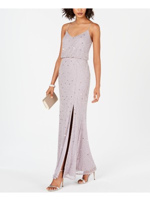 

ADRIANNA PAPELL Женское фиолетовое вечернее платье макси на тонких бретельках с V-образным вырезом, Фиолетовый