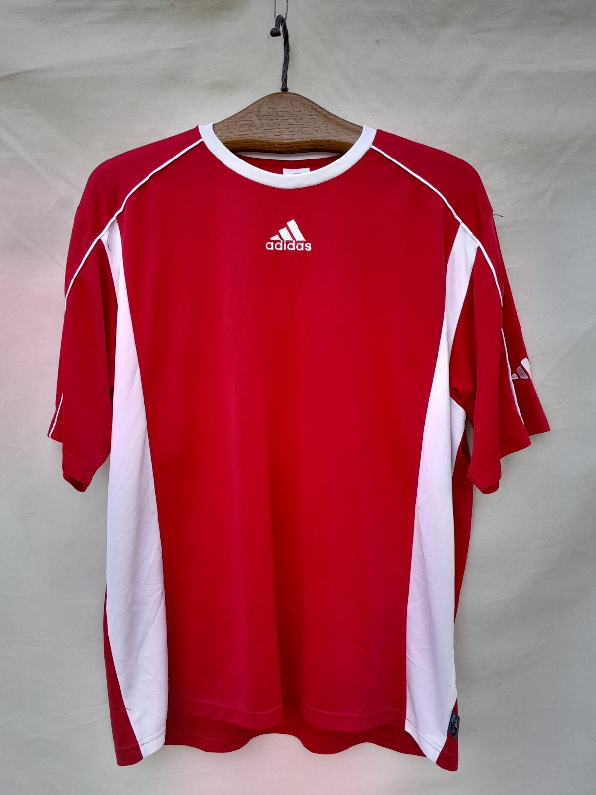 adidas Vintage Shirt Men's Large Red White Embroidered Chest