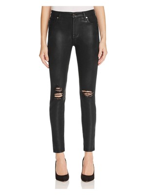 

7 FOR ALL MANKIND Женские черные джинсы до щиколотки с высокой талией и карманами на молнии, Черный, JU8229031