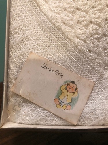 Vintage Baby Shawl Blanket Throw Knit 40 x 40 White Raschel Toddletime Jcpenney