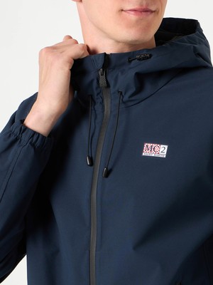 Pre-owned Mc2 Saint Barth Man Hooded Lightweight Navy Blue Windbreaker