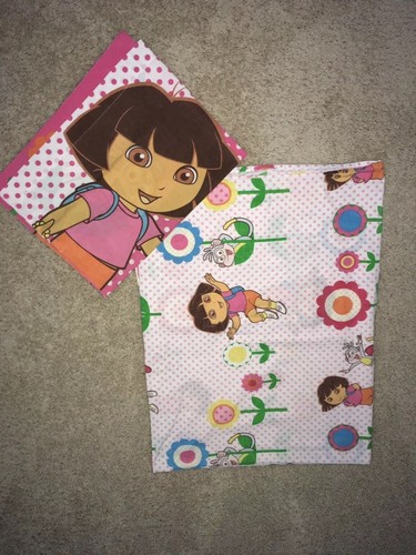Nickelodeon Dora The Explorer VINTAGE 1 Flat Sheet 1 Pillow Case Twin Size Nice!