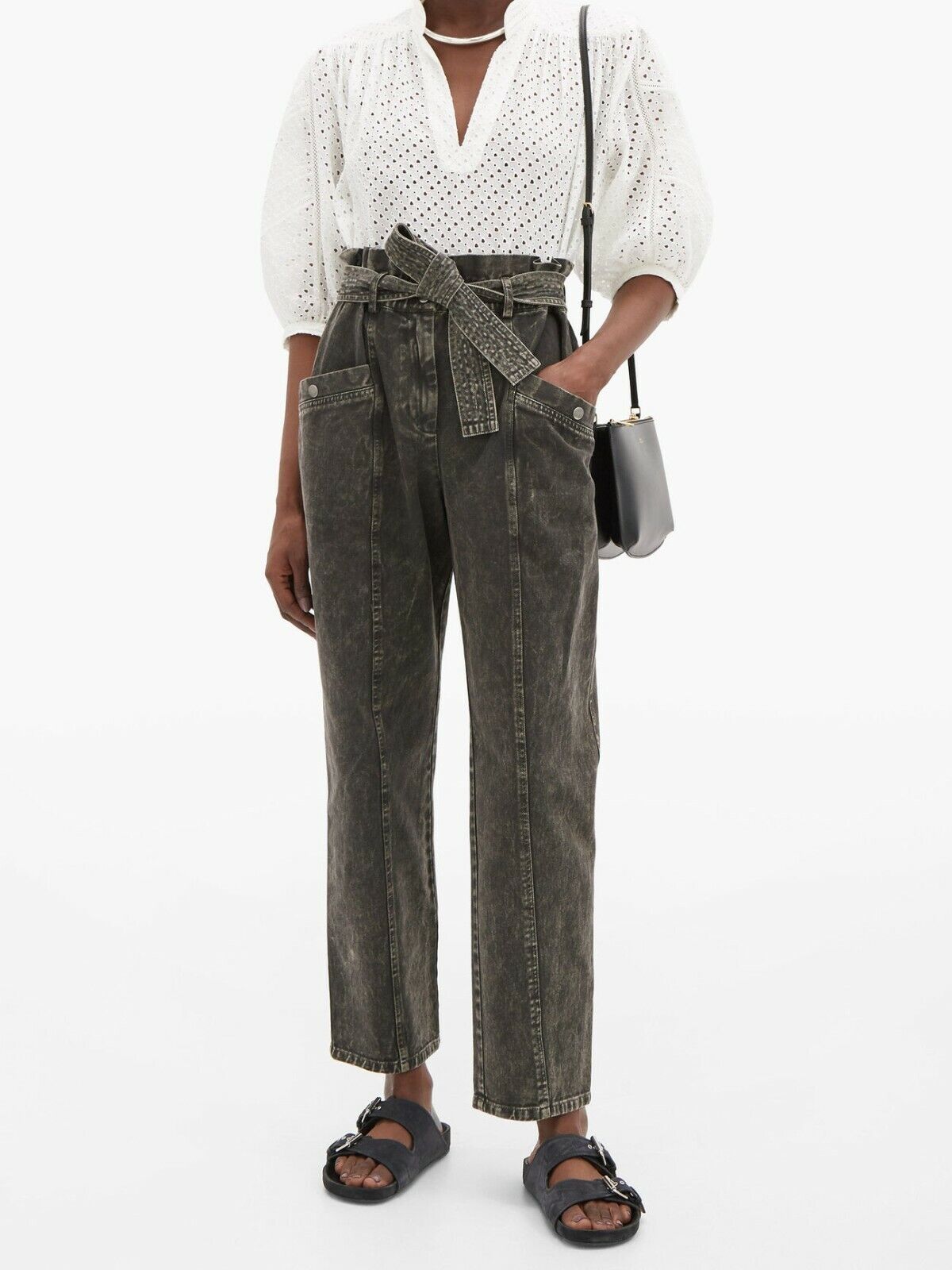NWT Sea New York Idun Acid Wash Paperbag Denim Pants Jeans Graphite Size 2 $295 NWT Sea New York Idun Acid Wash Paperbag Denim Pants Jeans Graphite Size 2 $295