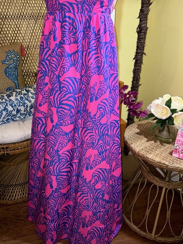 Pre-owned Lilly Pulitzer Bernadetta Maxi Dress Passion Fruit Pink Wild Nights Size 6