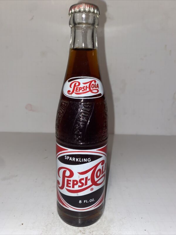 Full 8 Oz. 1950s Pepsi Cola Soda Bottle, Winston Salem N.C.
