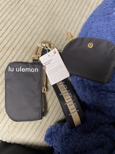 New Lululemon Dual Wristlet Black & Gold with Wordmark | eBay