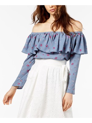 Женский розовый топ JILL STUART с открытыми плечами и длинным рукавом M