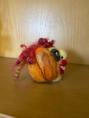 Pumpkin Head, cutie, handmade needle felted decoration for fall! 3 inches