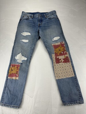 Levi s 501 CT Womens Jeans  Desperado Patch Relaxed Boyfriend  Destroyed Size 27