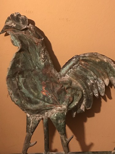 Antique Small 12”Copper Rooster Weathervane Damaged