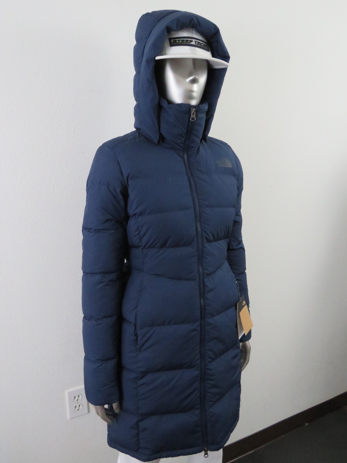 Pre-owned The North Face Womens  Metropolis Parka Long Down Warm Jacket - Summit Navy In Summit Navy Blue / Asphalt Grey Logo