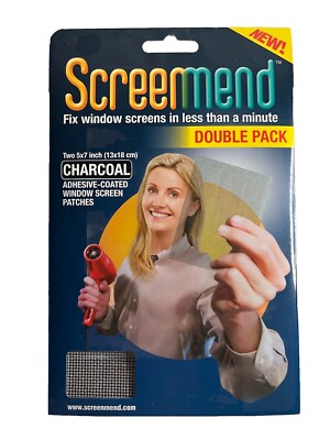 ScreenMend Window Screen Repair Kit  5''x7'' Mesh Patch, Charcoal