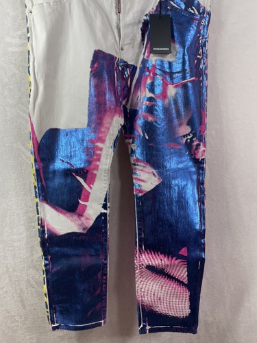 Pre-owned Dsquared2 Us 40 / It 54 White Metallic Colorful Skater Jeans 40 X 31 $775