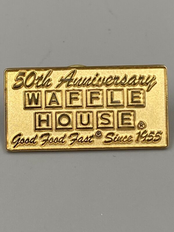 WAFFLE HOUSE 50th Anniversary Good Food Fast Gold Colored Lapel Pin Brooch