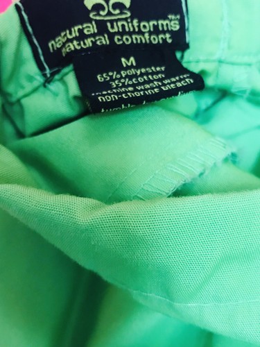 Natural Uniforms Scrub Set Top Pants V-Neck Pocket Lime Green Size M