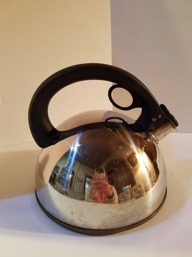 Vintage Revere Ware Stainless Copper Bottom Whistling Teapot 98-C Tea Pot Kettle