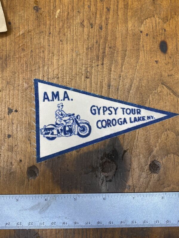 Vintage 1949 Ama Gypsy tour motorcycle pennant