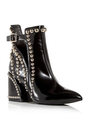 

JEFFEREY CAMPBELL Женские черные расклешенные ботильоны Raylan с заостренным носком и заклепками, размер 6 м, Черный, RAYLAN-S