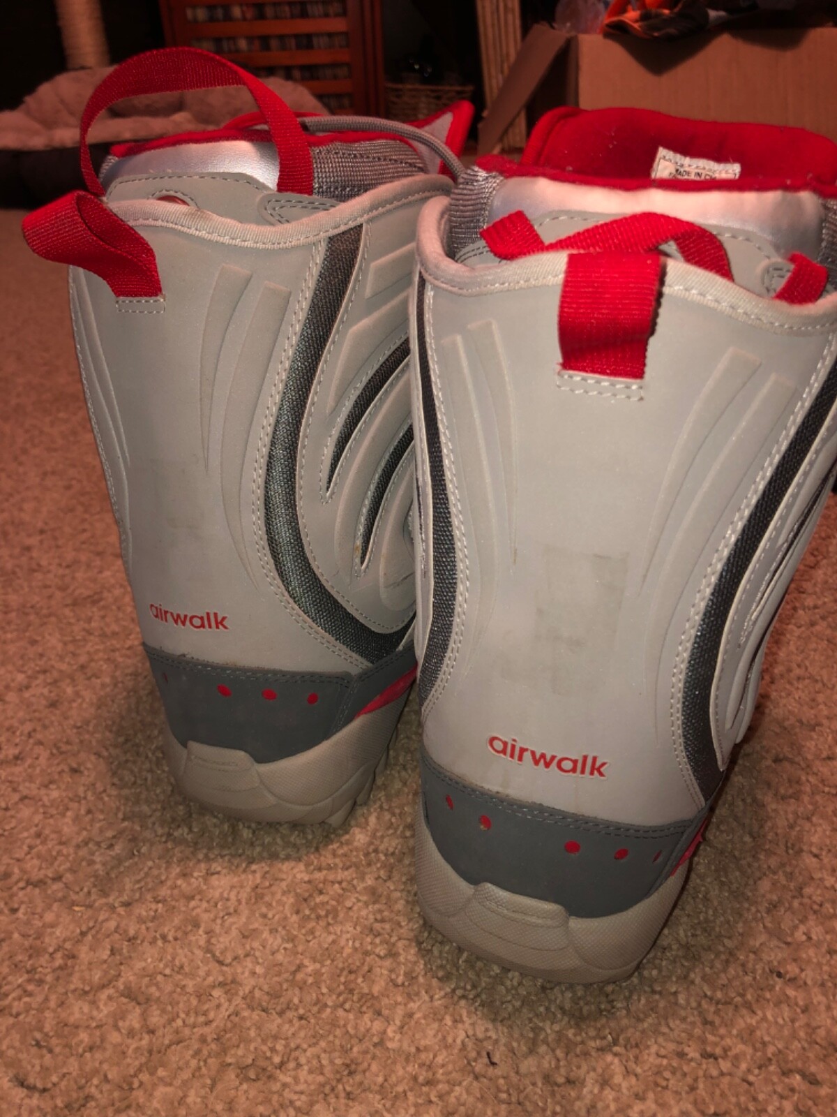 NICE Airwalk Snowboarding Boots Urban 0803 All Gray Red Trim Mens Size 6 Lace Up