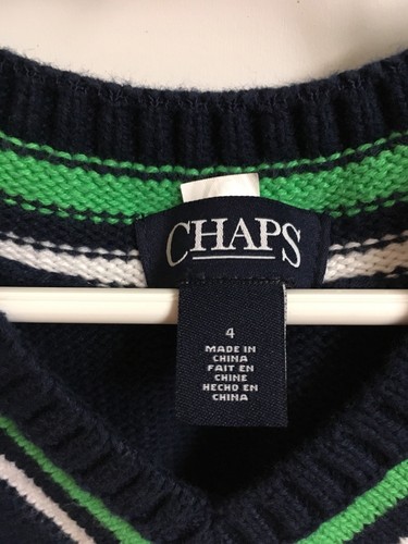Chaps Sweater Vest Boy 4 Toddler Navy Green White Spring Easter Portrait