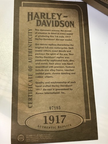 1917 Harley Davidson 3 Speed V-Twin Model F 1:6 Scale Die Cast Motorcycle