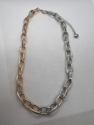 1946 Two Tone Gold Silver Link Chain Necklace With