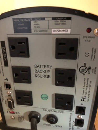 Refurbished Minuteman PRO1500E 1500VA/1050W 120V UPS Bad Battery