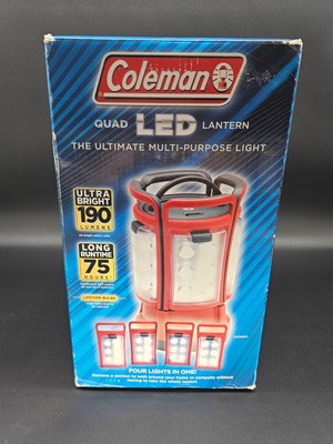 NEW Coleman Quad LED Lantern 190 Lumens 75 Hour Runtime Water Resistant BRIGHT