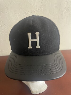 Huf Skateboards Wool And Leather Strapback Hat / Cap - Black - Made In USA