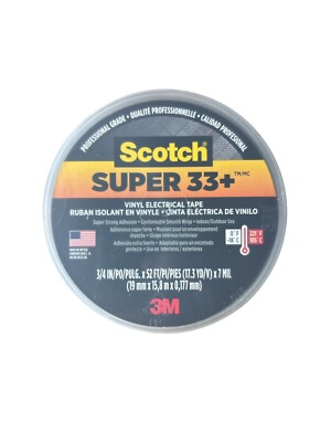 Scotch Super 33+ Vinyl Electrical Tape, Black, 3/4 in. x 52 ft.