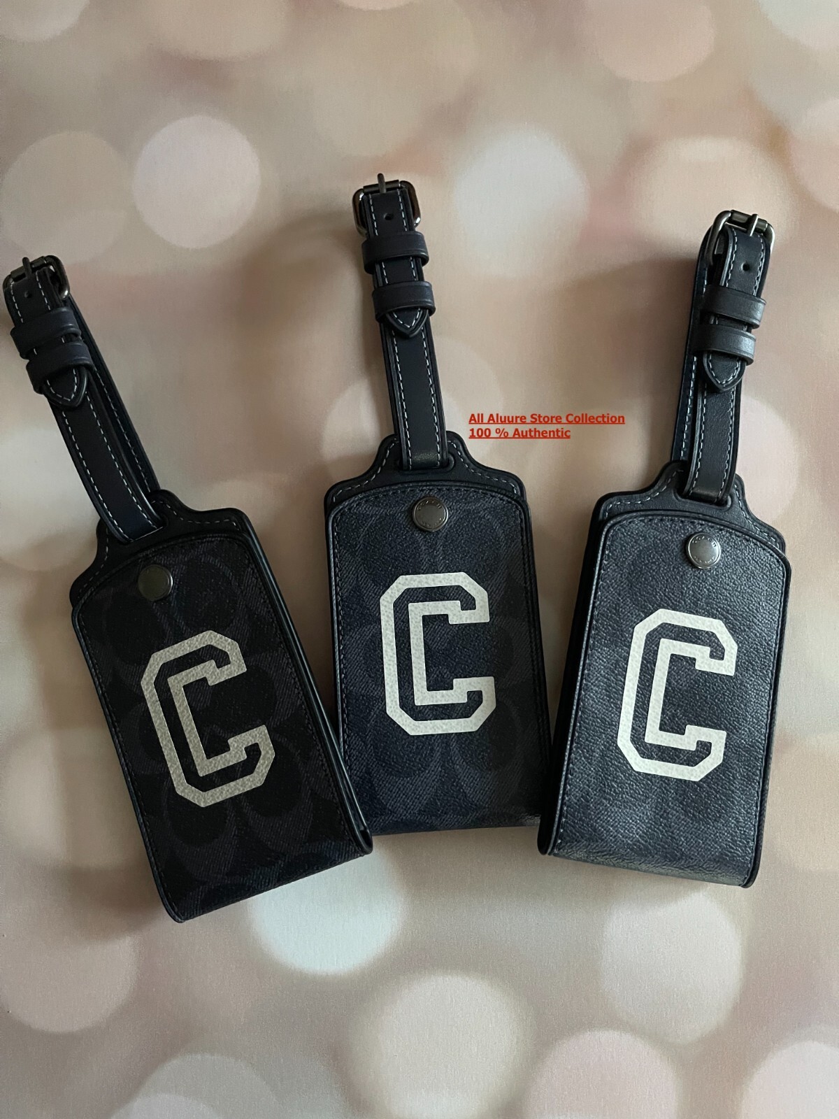 NEW Coach Luggage Tag In Signature Canvas With Varsity Motif