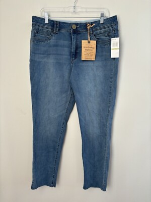 Democracy Ab Technology Jeans Size 14 M Womens Blue Skinny Leg Raw Hem 36x27