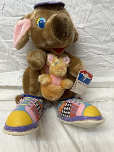 KangaRoos Shoes Brand  Plush Stuffed Animal With Baby Vintage 80’s With Tags HTF