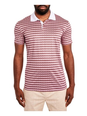 

TALLIA SPORT Мужская бордовая рубашка-поло с коротким рукавом Slim Fit без морщин, Burgundy, TLO1SSK231-605