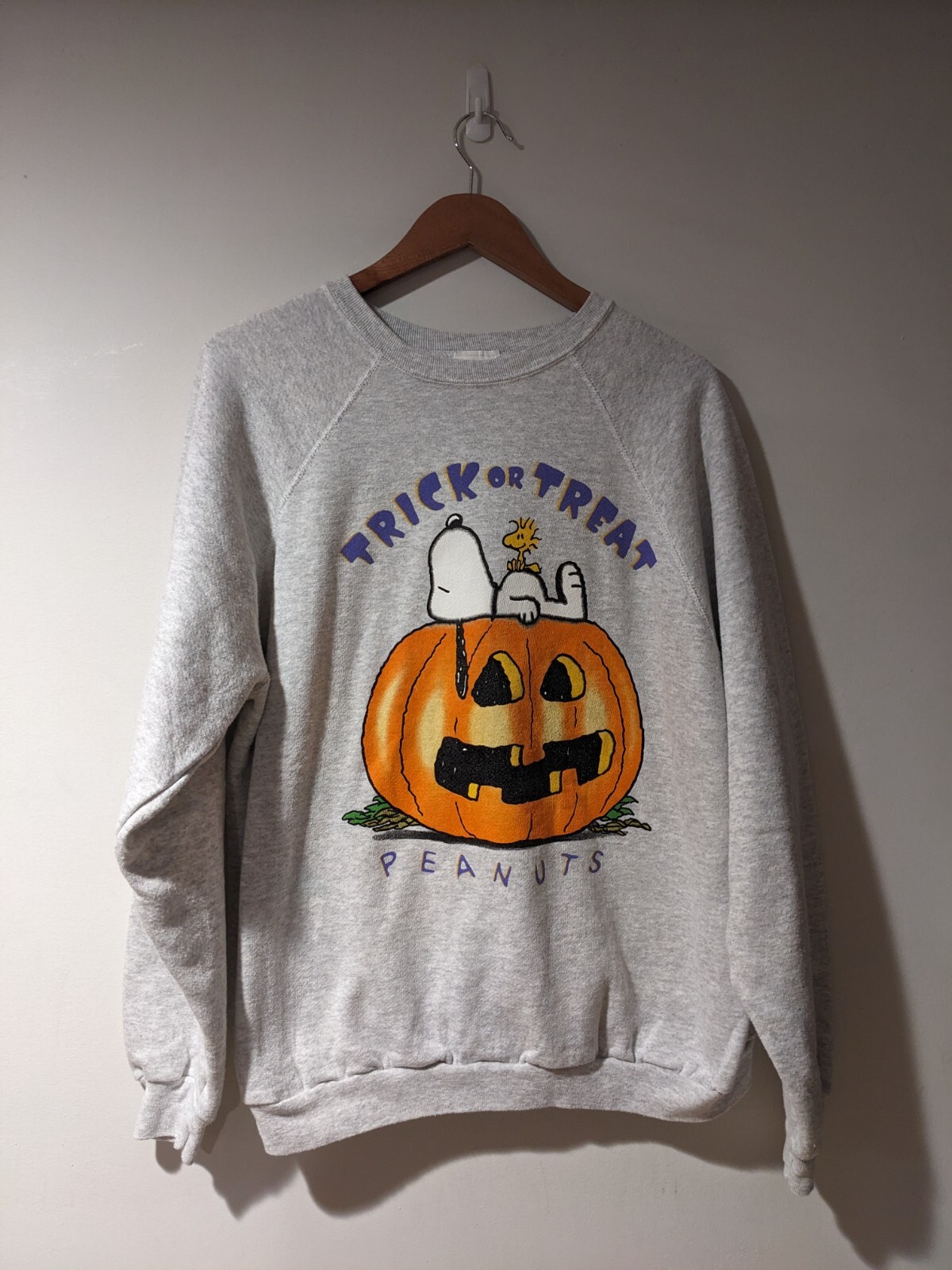 Vintage 90s Peanuts Snoopy Trick or Treat Gray Large Sweatshirt | eBay