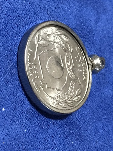 1 Vintage Coin Bezel Fits US Quarter 25 Cent Screw Top NOS Silver Plated Georgia