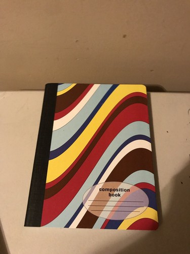 COMPOSITION BOOK LOT OF 6 STRIPED COLORFUL 100 SHEETS-WIDE RULE-9 3/4